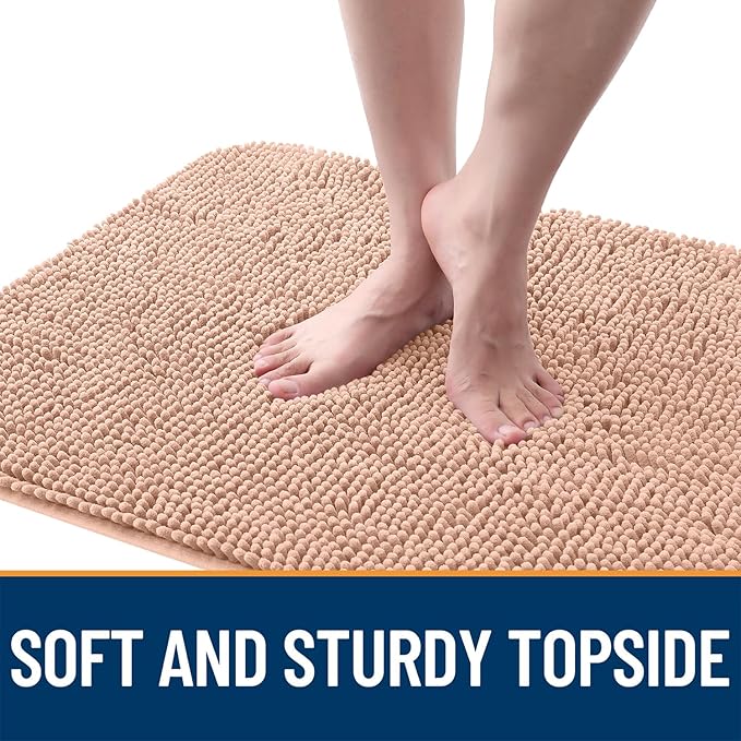 OLANLY Dog Door Mat for Muddy Paws 54x24, Absorbs Moisture and Dirt, Absorbent Non-Slip Washable Doormat, Quick Dry Chenille Mud Mat for Dogs, Entry Indoor Entryway Carpet for Inside Floor, Peach