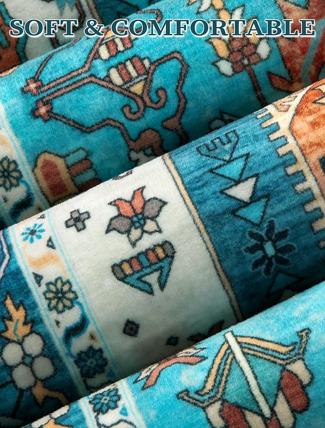 SERISSA Boho Kitchen Runner Rug, 3x7 Washable Non-Slip Runner Rug for Hallways Kitchen Rug, Ultra Soft Vintage Blue Print Distressed Tribal Floor Carpet Runner for Bedroom Entryway Laundry Room