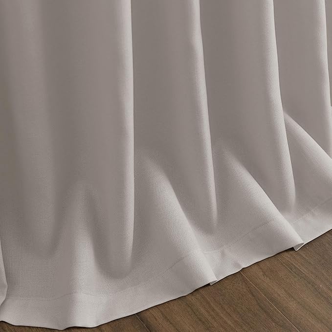 Stone Grey Linen Curtains 108 Inches Long for Living Room Simple Modern Light Filtering Semi Sheer Curtain Back Tab Rod Pocket Neutral Luxury Floor to Ceiling High Window for Bedroom 52x108, 2 Panels