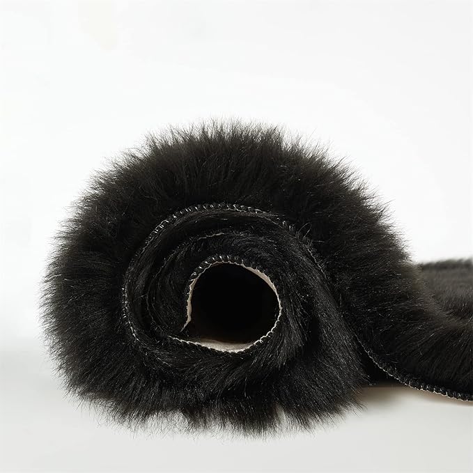 EasyJoy Ultra Soft Fluffy Shaggy Area Rug Faux Fur Rug Chair Cover Seat Pad Fuzzy Area Rug for Bedroom Floor Sofa Living Room (4 x 6 ft Rectangle, Black)