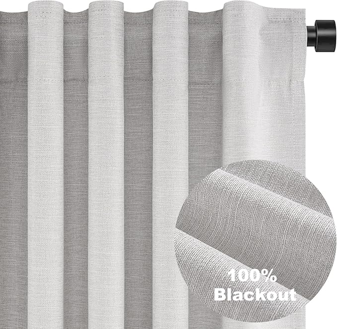 Topfinel 100% Blackout Curtains 96 Inches Long for Bedroom Heavy Thermal Modern Grey Curtains for Living Room Track System Window Treatments Room Darkening Drapes 8 Ft (40Wx96L 2 Panels)