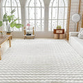 White Rabbit Plush Rug 8'x10', Fluffy Faux Fur Shaggy Area Rug for Nursery, Kids Room Decor, Soft Fuzzy Carpet for Living Room, Bedroom, Teen Girls Room