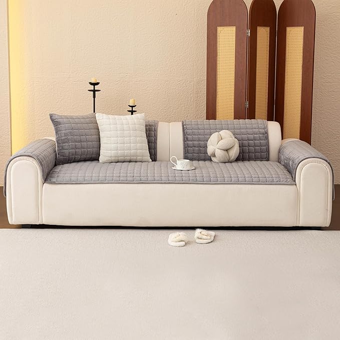 Velvet Couch Covers for Dogs, Dog Sectional Couch Covers, Pet Couchs Cover for Loveseat, Couchs Protector for Dogs, Sectional Sofa Cover for Pet Washable(1PC,Dark Grey,27.6"×59")