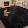 Luxury 6x9 Modern Indoor Home Living Room Area Rugs, Large Fluffy Shag Fuzzy Plush Soft Bedroom Area Rugs, Carpet for Kids Boys Girls Dorm Nursery Home Decor Aesthetic, Non-Skid, Black