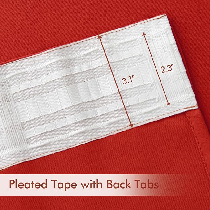 MIULEE Christmas Red Back Tab Blackout Curtains 84 Inch Length 2 Panels Set for Living Room Bedroom Privacy, Rod Pocket/Pinch Pleat Thermal Insulated Room Darkening Pleated Light Blocking Drapes