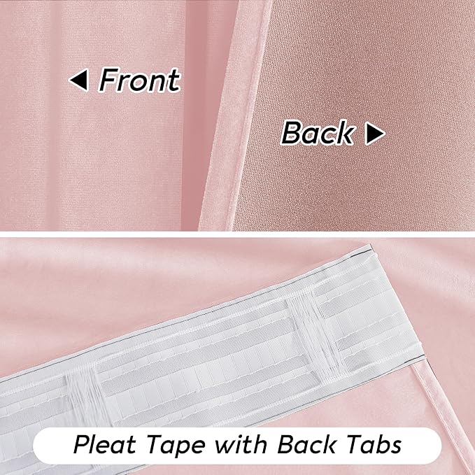 RYB HOME Pink Velvet Curtains 84 inches, Back Tab Soft Fabric Room Darkening Thermal Insulated Luxurious Home Decor Curtains for Living Room Bedroom, W 52" x L 84", 2 Panels Set