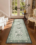 GarveeHome Sage Green 2x6 Washable Kitchen Runner Rugs Non Slip Provence Vintage Boho Cottage Long Rug for Hallways Bedroom Entryway Bathroom Mat with Rubber Back