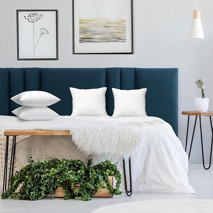 Utopia Bedding Throw Pillows (Set of 4, White) – 12 x 12 Inches Down Alternative Pillows for Bed, Sofa, and Couch - Fluffy Decorative Stuffer Pillow for Indoors & Outdoors