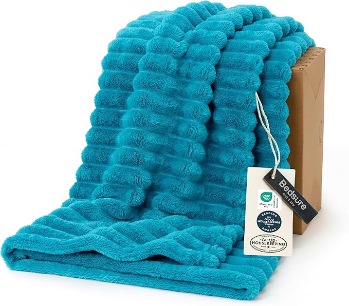 Bedsure GentleSoft Teal Fleece Blanket for Couch - Cozy Soft Blankets for Women, Cute Small Throws for Girls, 50x60 Inches