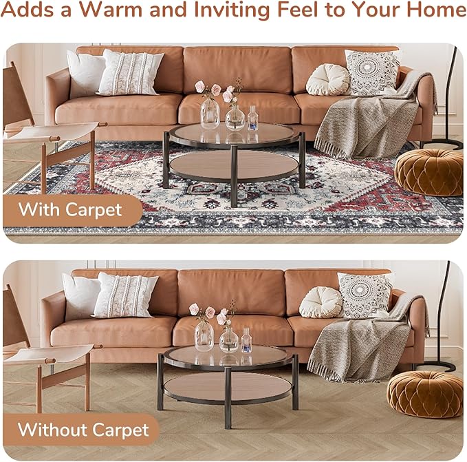 OPPODREAM Soft Area Rugs 4x6, Low-Pile Washable Rugs 4x6 with Non Slip Backing, Faux Cashmere 4 x 6 Throw Carpet, Black & Red