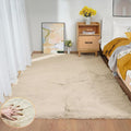 ORINOVA 5x7 Area Rug Light Brown Beige Plush Shaggy Rugs for Bedroom Washable Faux Rabbit Fur Rug for Living Room Fluffy Large Nursery Rug Home Décor
