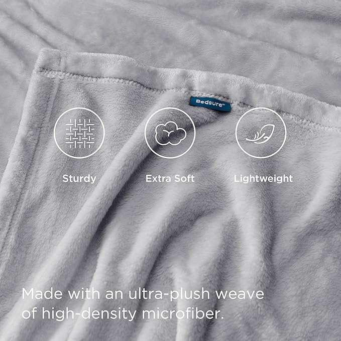 Bedsure GentleSoft Fleece Blankets King Size Light Grey - Bed Blanket Soft Lightweight Plush Cozy Fuzzy Luxury Microfiber, 108x90 inches