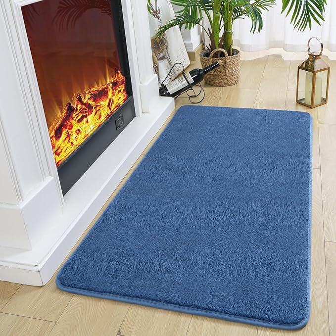 Amearea Modern Washable Runner Rugs, 2x4 Feet Blue Bedroom Runner, Small Area Rug for Living Room, Non-Slip Memory Foam Rug for Hallway Entryway Kids Boys Girls Laundry