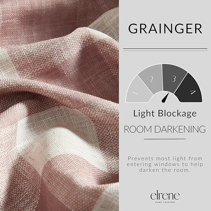 Elrene Home Fashions Farmhouse Living Grainger Buffalo-Check Blackout Window Curtain, Living Room and Bedroom Drape with Rod Pocket Tabs, 52" x 84", Red, 1 Panel