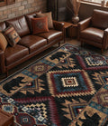 YIHOUSE Rustic Cabin Area Rug for Living Room 8x10,Machine Washable Lodge Bear Rug,Non-Slip Low Pile Print Pattern Western Rug for Bedroom