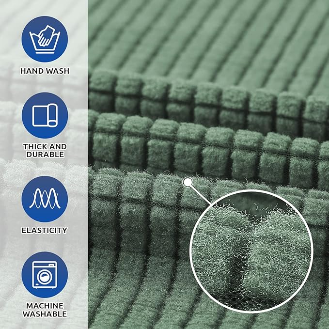 KEKUOU Stretch Single Sofa Slipcover 1 Piece Couch Sofa Cover (31"-55") Furniture Protector 1 Seater Sofa with Elastic Bottom for Kids,Pet.Jacquard Small Checked Pattern Fabric(Small,Greyish Green)