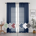 OVZME 2 Panels Sheer Navy Blue Curtains 72 Inches Length Window Treatment for Kitchen, Elegant Airy Transparent Curtain Draperies Rod Pocket for Kids Living Room, Each 42 Width 72 Length