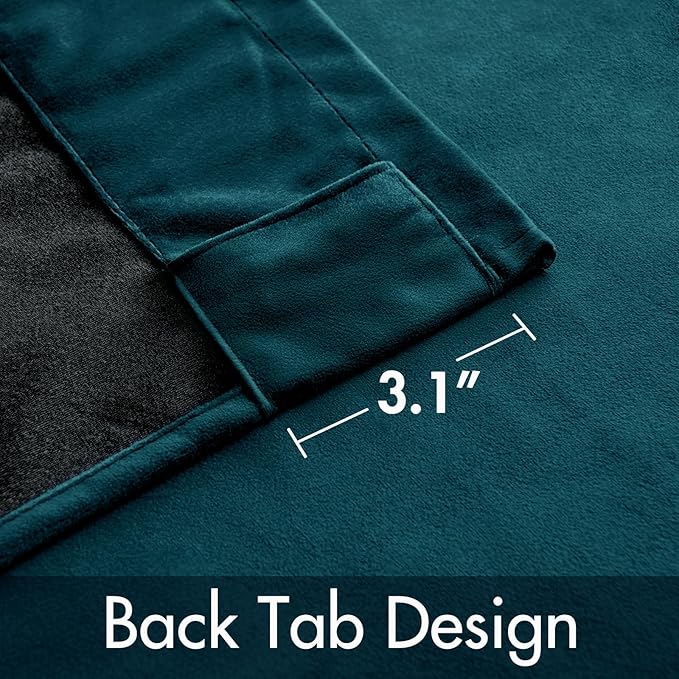MIULEE Blue Velvet Curtains 108 inches Long 2 Panels - Luxury Room Darkening Curtains for Bedroom Living Room Thermal Insulated Fall Decor Super Soft Window Drapes Rod Pocket & Back Tab, Peacock Blue