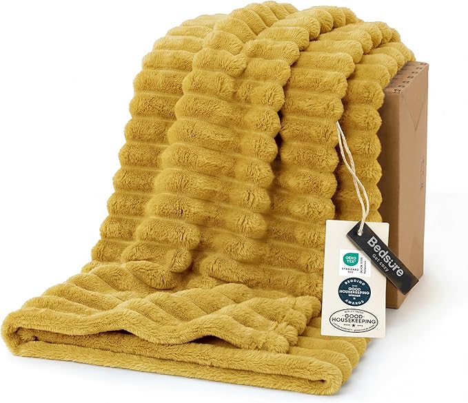 Bedsure GentleSoft Yellow Throw Blanket for Couch - Super Soft Cozy Blankets for Women, Cute Small Blanket for Girls, 50x70 Inches
