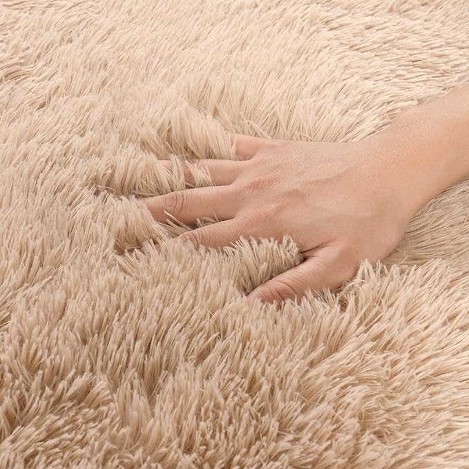 Rugs for Living Room 6x9, Soft Shaggy Modern Shag Area Rug for Bedroom, Upgrade Non-Slip Plush Fluffy Carpet for Kids Boys Girls Room Home Decor Aesthetic, Camel