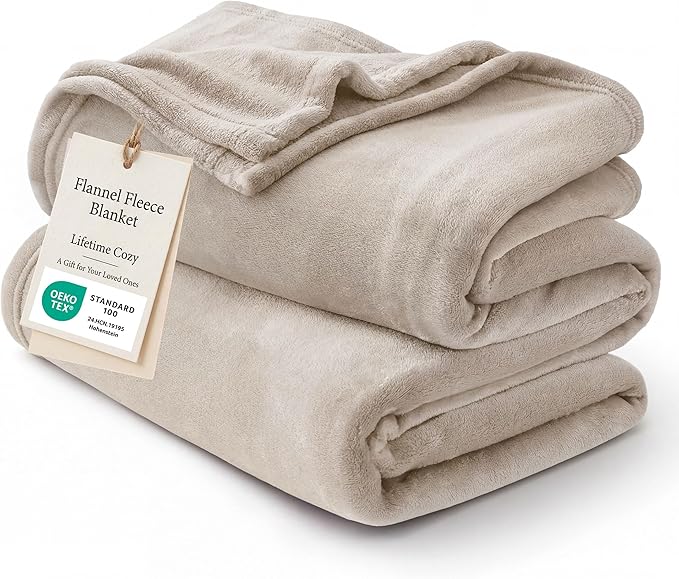 Bedsure GentleSoft Fleece Throw Blanket for Couch Oxford Tan - Lightweight Plush Fuzzy Cozy Soft Blankets and Throws for Sofa, 50x70 inches