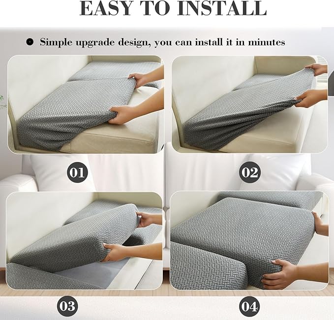 Sofa Covers Couch Covers for Sofa Pet Friendly Couch Cushion Covers Universal Sofa Covers Washable Stretch Slipcovers for Sectional Sofa (Texture Blue,Chaise Cover)