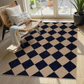 Lahome Colette Checkered Easy Jute Entry Rug, 3x5 Black Outdoor Patio Rug for Living Room Farmhouse Neutral Carpet, Washable Non Slip Indoor Door Mat Diamond Carpet for Front Door Deck Camping