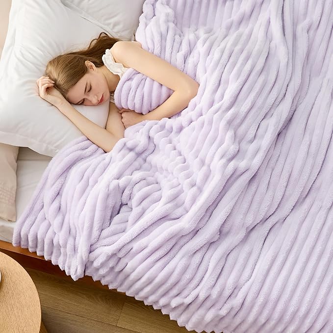 Bedsure GentleSoft Lavender Fog Fleece Blanket for Couch - Super Soft Cozy King Blankets for Women, Cute Small Blanket for Girls, 108x90 Inches
