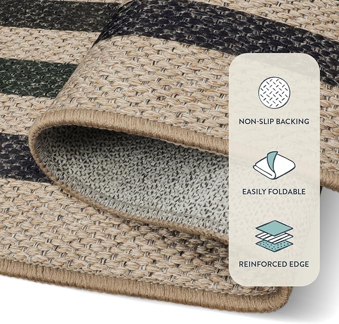 Lahome Enfys Modern Geometric Easy Jute Rug, 4x6 Washable Indoor Outdoor Carpet for Patio Living Room Farmhouse Natural Area Rug, Non Slip Contemporary Throw Mat for Entryway Office Dining Room