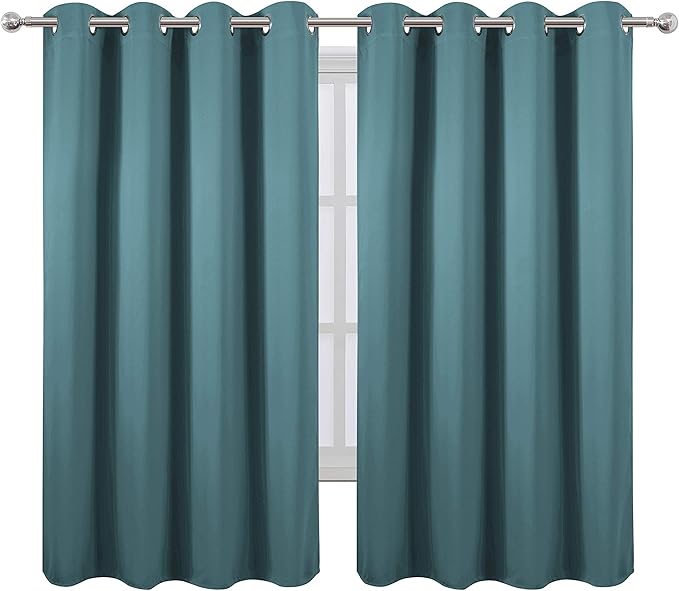 LEMOMO Sea Teal Thermal Blackout Curtains/52 x 72 Inch/Set of 2 Panels Room Darkening Curtains