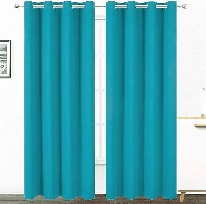 LEMOMO Teal Thermal Blackout Curtains/52 x 95 Inch/Set of 2 Panels Room Darkening Curtains for Bedroom