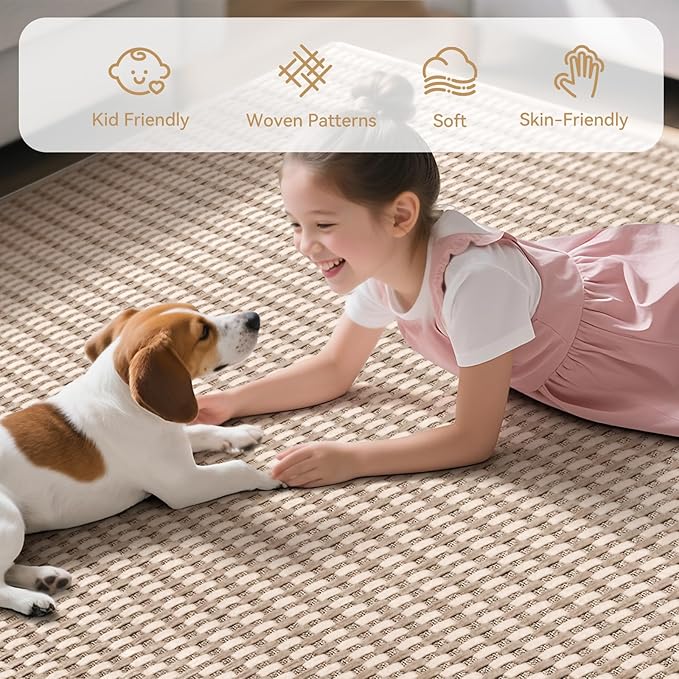 YDKGL 2x8 ft Hallway Runner Rug Extra Long Boho Woven Kitchen Runner Rugs Mat Non Slip Washable, Soft Entryway Laundry Hall Floor Runner Carpet for Indoor Backdoor Bedroom Hallway Living Room, Brown