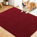 OLANLY Dog Door Mat for Muddy Paws 40x32, Absorbs Moisture and Dirt, Absorbent Non-Slip Washable Doormat, Quick Dry Chenille Mud Mat for Dogs, Entry Indoor Entryway Carpet for Inside Floor, Red