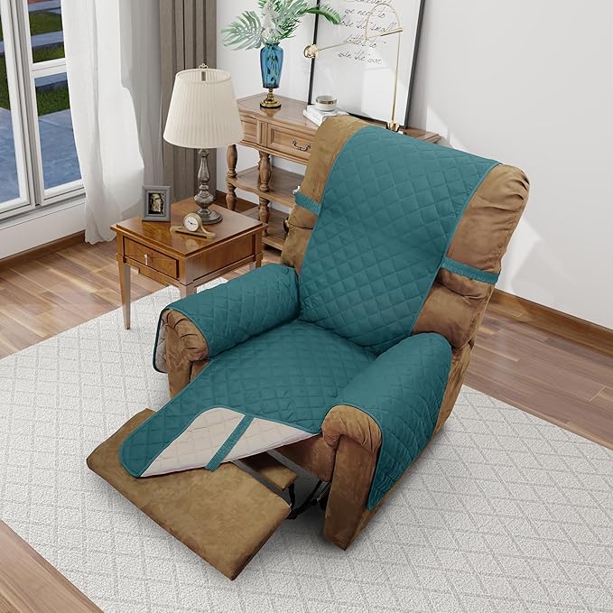 Recliner Chair Covers Reversible Sofa Cover Couch Cover for Pets Lazy Boy Furniture Protector(28''Recliner,Blue/Beige)