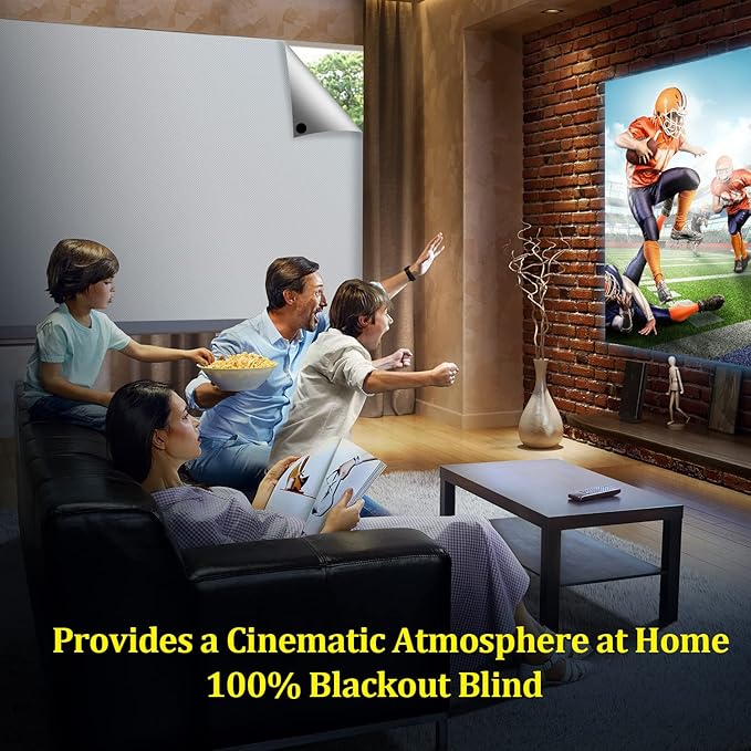 FADOTY Cuttable Blackout Shades Fabric Sheet, Blackout Curtains for Bedroom, Portable 100% Black Out Window Cover Film, No Drill Window Blinds, Sun Heat Light Blocker for Travel Media Dorm, 57'' W