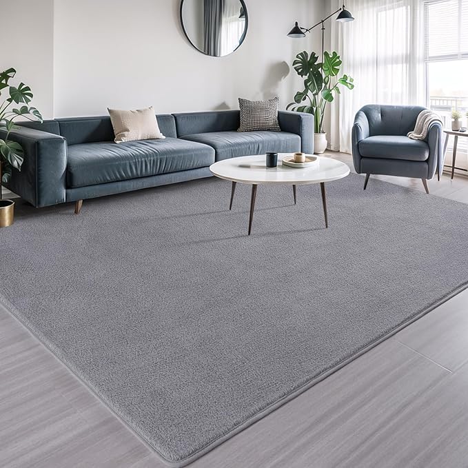 AROGAN Modern Shag Area Rug for Living Room, 6x9 Feet Washable Rugs for Bedroom, Indoor Floor Carpet, Plush Memory Foam Bedside Rugs for Kids Girls Teens Room Low Pile Rug Decor, Grey