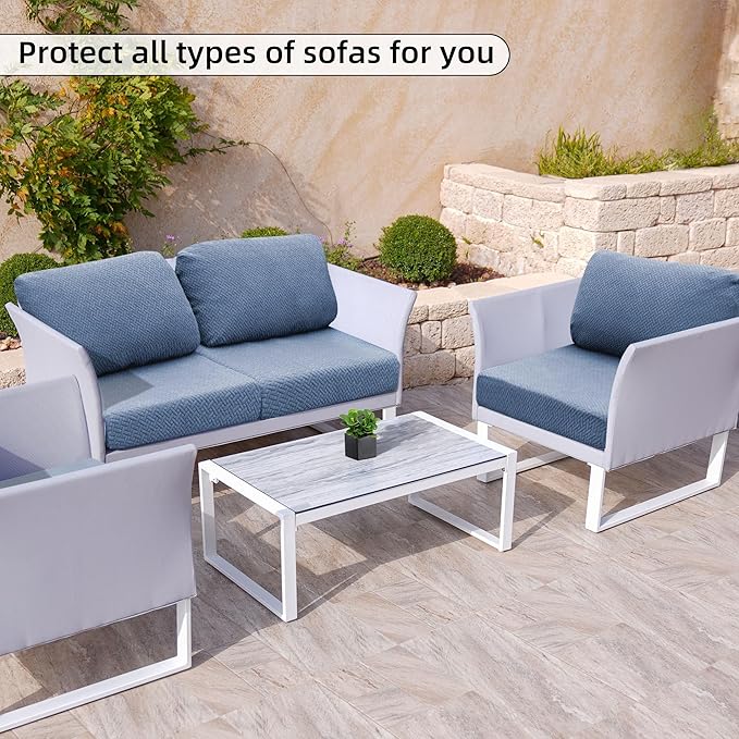 Outdoor Cushion Covers Set,8PCS Patio Furniture Couch Seat Slipcovers, Replacement for Sofa Sectional Chair(Cover，Only)