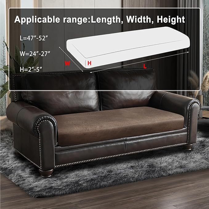 Leather Look Couch Cushion Covers Sofa Seat Slipcovers Sets Couches Furniture Protector for Sectional Armchair Loveseat Pets Kids Stretch Spandex Fabric (1 Cushion Loveseat, Light Brown)