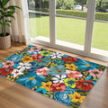 3x5 Boho Entry Rug - Small Washable Indoor Outdoor Mats for Front Door Non-Slip Porch Rug Spring Summer Colorful Floral Throw Rugs for Living Room Bedroom Entryway Kitchen Office Porch Decor
