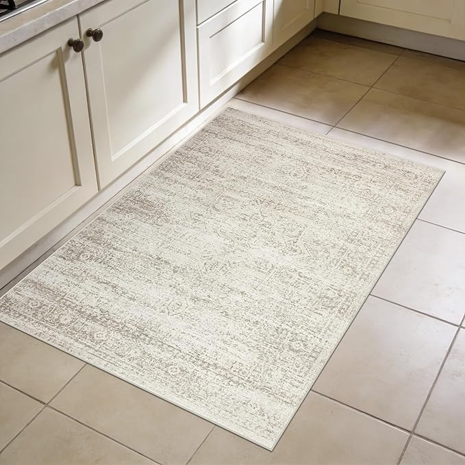 Washable Rugs 2x3 Entryway Area Rugs for Kitchen,Living Room,Bedroom- Small Low Pile Non Slip Throw Rugs for Enterway Bathroom,Vintage Indoor Door Mat for Farmhouse Home Office Decor