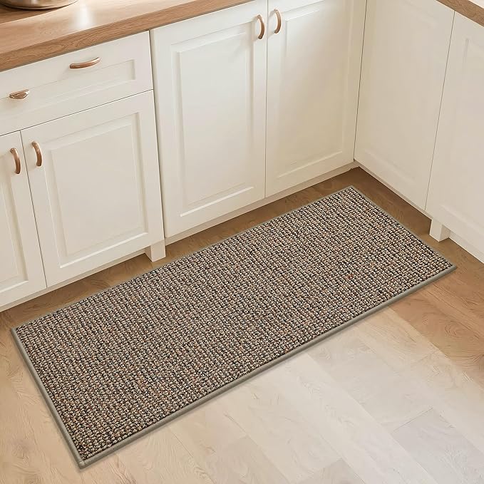 BEQHAUSE Kitchen Runner Rugs 20"x48", Non-Slip Kitchen Mats for Floor, Super Absorbent and Stain Resistant Kitchen Rug, Machine Washable Rugs for Kitchen, Hallway, Laundry & Sink, Taupe