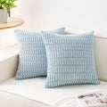 Pack of 2 Corduroy Decorative Throw Pillow Covers 24x24 Inch Soft Striped Pillow Covers Modern Farmhouse Home Decor for Sofa Living Room Couch Bed（Sky Blue）