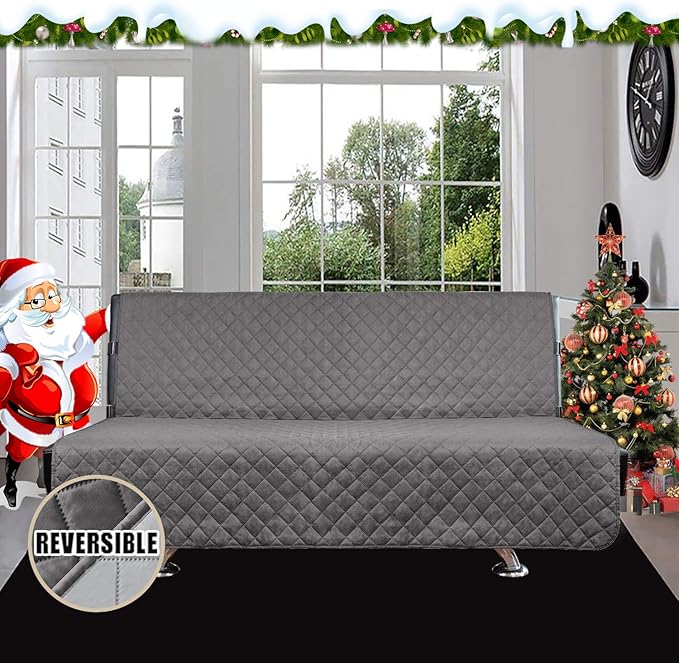 Easy-Going Futon Sofa Slipcover Reversible Sofa Cover Armless Cover Furniture Protector Couch Cover Water Resistant Pets, Kids, Children, Dog, Cat Gray/Light Gray