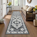 Yamaziot Washable Runner Rug, 2x8 Non-Slip Boho Vintage Hallway Rug Runner with Rubber Backing, Stain Resistant & Low Pile Faux Wool Distressed Carpet Runner for Bedroom, Kitchen, Laundry, Entrance