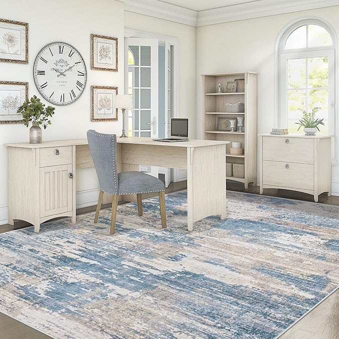 6x9 Area Rugs for Living Room, Washable Modern Abstract Large Area Rug Neutral Soft Non Slip Kids Rug Stain Resistant Indoor Carpet for Bedroom Nursery Dining Room Playroom(BlueBeige, 6'x9')