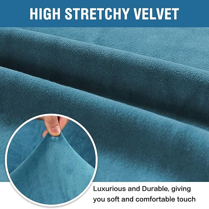 H.VERSAILTEX Stretch Velvet Sofa Covers Large Couch Covers Sofa Slipcovers Furniture Protector Soft with Non Slip Elastic Bottom, Feature Thick Comfy Rich Velour (XL Sofa, 98"-105", Peacock Blue)