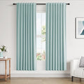 Guken 100% Blackout Linen Curtains 72 Inch Length 2 Panels Set for Living Room Bedroom Back Tab Thermal Insulated Black Out Linen Drapes Room Darkening Window Curtains,Light Blue