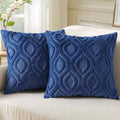 decorUhome Throw Pillow Covers 20x20 Inch Set of 2, Soft Plush Faux Wool Dark Blue Solid Couch Pillow Covers, Accent Farmhouse Neutral Square Pillow Cases for Sofa Bed Living Room