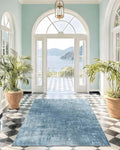 Latte&Fog 3x5 Entryway Rug Indoor, Modern Abstract Washable Area Rug, Boho Non Slip Low Pile Throw Carpet for Indoor Bedroom Bedside, Kitchen, Entry and Living Room - Blue