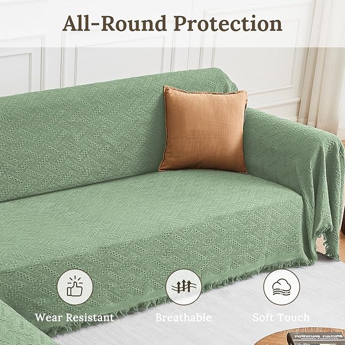 HOMERILLA Sectional Couch Covers for Sectional Sofa L Shaped Sofa Cover Blanket 2 Pieces L Shape Furniture Protector for Pets Dogs(Sage, X-Large)